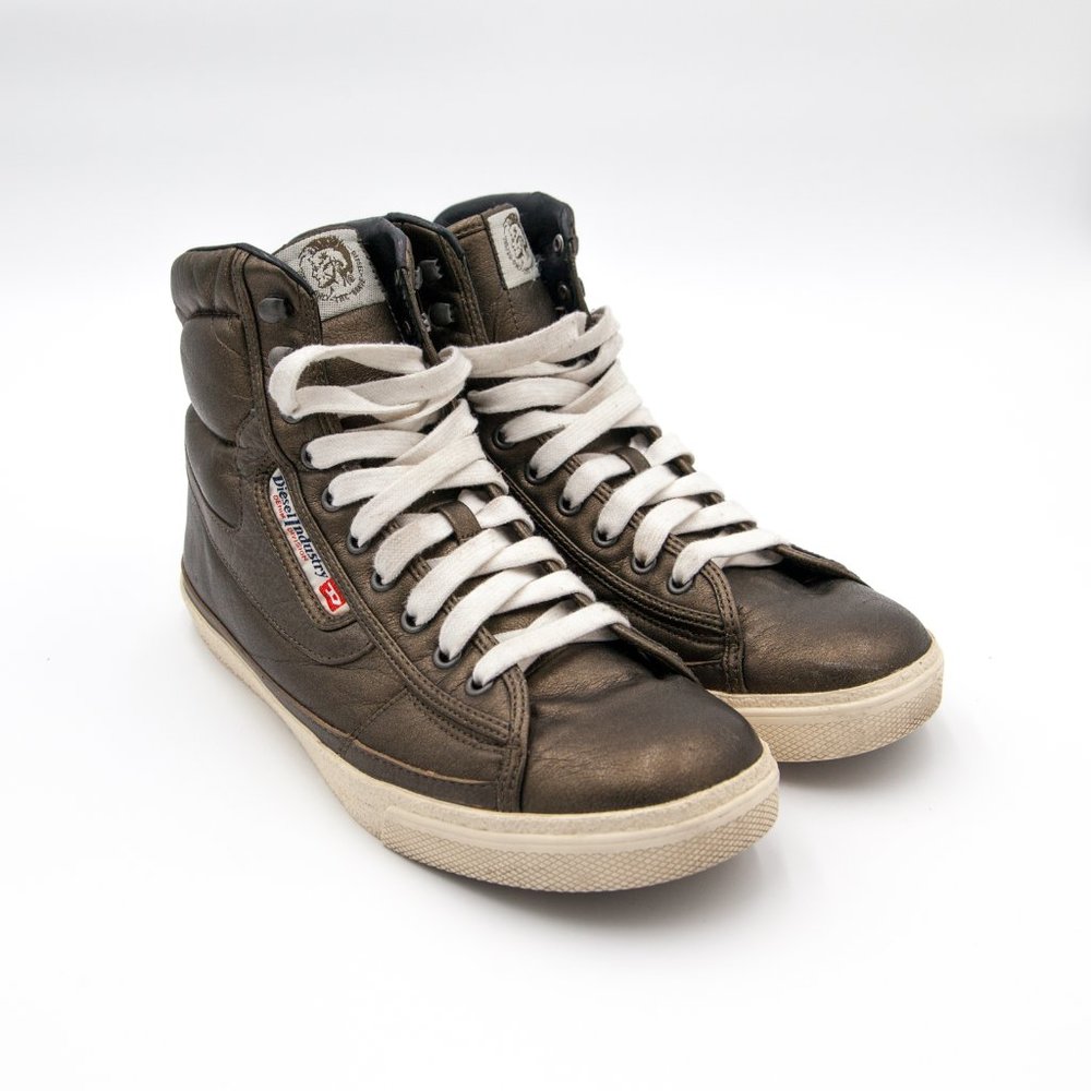 Diesel Industry Upward Metallic Brown/Bronze High Top Sneakers - Size 9